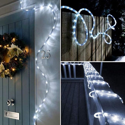Honche Solar Rope Light 33FT 100L IP65 Weatherproof Outdoor LED Copper Fairy String Tube Lights for Party Garden Porch Yard Home Wedding Vacation New Year Holiday Decoration Lighting(Cool White)