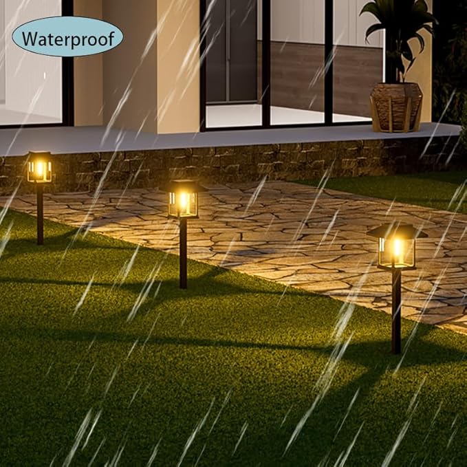 4 Pack Solar Pathway Lights，Solar Garden Lights Outdoor Waterproof for Courtyard, Balcony, Garden, Lawn, Poolside.
