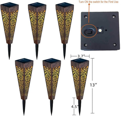 Go2garden 6Pcs Solar Lights Outdoor Pathway Garden Stakes Lights Waterproof LED for Patio, Walkway, Lawn Decorations,Christmas Gifts for Mom Dad (Copper)