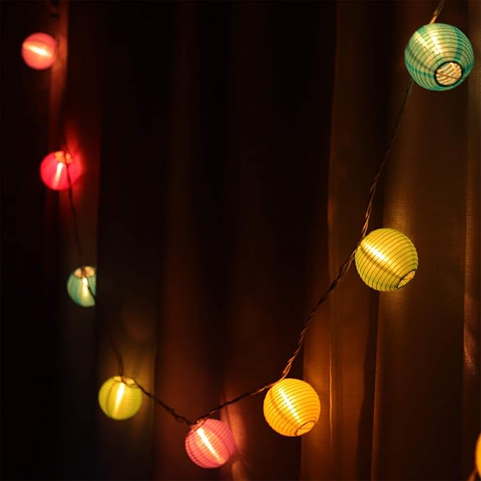 Lantern String Lights 9.83FT 3Inch UL Listed Lantern Lights for Bedroom, Colorful Mini Lanterns Outdoor Hanging for Patio,Home/Garden Decor