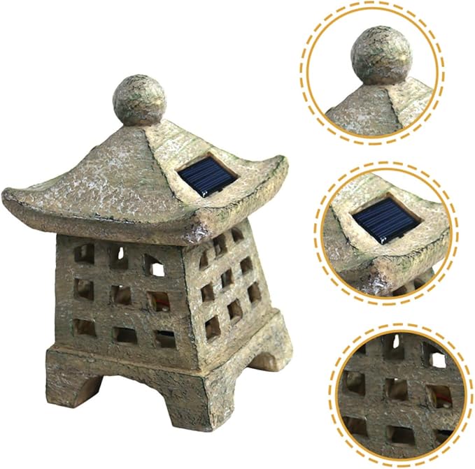 Lawn Decorations Outdoor Solar Pathway Lights Pagoda Garden Statue Landscape Lighting