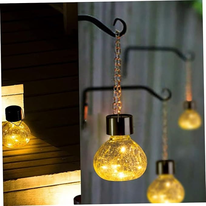 POPETPOP Solar Garden Lights Cracked Texture Glass LED Solar Pathway Lights Unique Outdoor Decorative Lighting for Patio and Landscape Warm Glow