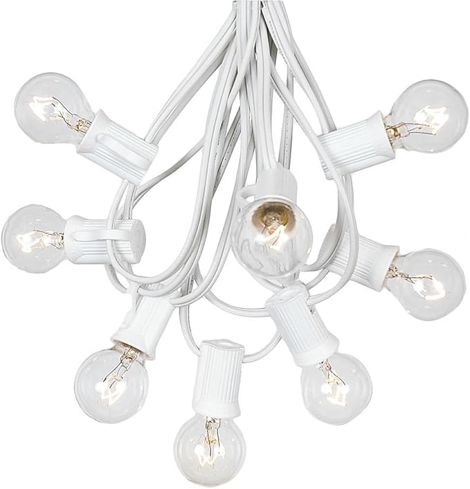 G30 Patio String Lights with 25 Clear Globe Bulbs - Garden Hanging String Lights - Vintage Backyard Patio Lights - Outdoor String Lights - Market Cafe Bistro String Lights - 25 Feet