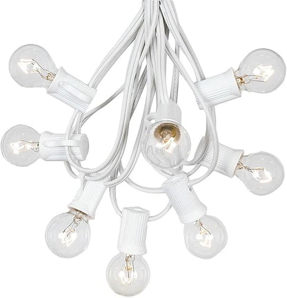 G30 Patio String Lights with 25 Clear Globe Bulbs - Garden Hanging String Lights - Vintage Backyard Patio Lights - Outdoor String Lights - Market Cafe Bistro String Lights - 25 Feet