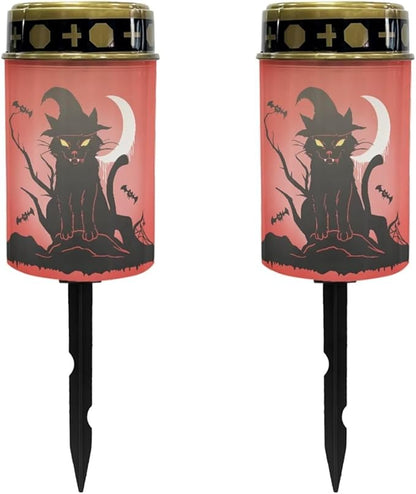 Halloween Solar Lights Outdoor Waterproof Cemetery Solar Lights for Grave 2 Pcs Memorial Solar Lights for Graves Memorial Solar Lights