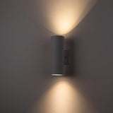mirrea Modern Outdoor Porch Light Patio Light in 2 Lights with Aluminum Cylinder and Tempered Glass Cover | Lumora