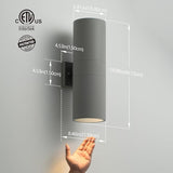 mirrea 18" Modern Outdoor Porch Light Patio Light in 2 Lights with Aluminum Cylinder and Tempered Glass Cover | Lumora