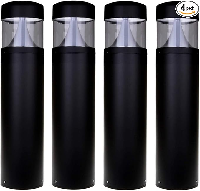 LED Bollard Landscape Lights 25" 10W 3CCT 3000K/4000K/5000K 120-277V Commercial/Residential Lighting Fixture for Garden, Pathway, Driveway. Rated IP65 Suitable for Wet Locations, ETL Listed (4 Pack)