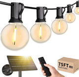Svater Solar Outdoor String Lights 75 FT, G40 Patio Lights Shatterproof Dimmable Vintage Edison Bulbs, Solar | Lumora