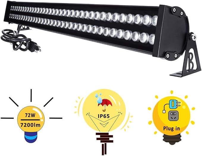 72W LED Wall Washer Lights 3.2ft/40 120V IP65 Waterproof Linear LED Light Bar Warm White 3000K Walls Trees | Lumora