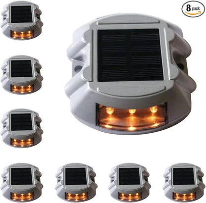Wokyo Waterproof LED Solar Deck Lights, 8 Pack Warning Step Lights Durable Driveway Dock Lights, Solar Driveway Marker Lights for Decor Step Pathway Backyard Garden (8, Yellow Always on)