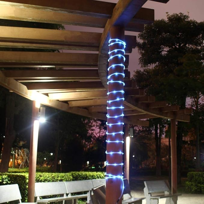 Solar Rope Lights Outdoor, 23ft 50LED Outdoor Rope String Lights Waterproof Copper Tube Wire String Lights for Garden,Yard, Path, Fence, Stairs, Backyard, Patio (Blue)