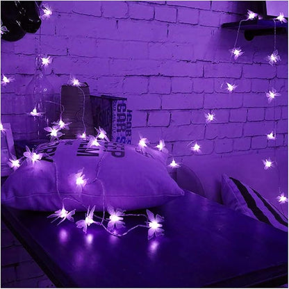 Butterfly String Lights,AMZSTAR Waterproof 20FT 30LED Butterfly Solar Light Outdoor Solar Rope Lights Fairy Light Decorative Garden Lights for Cafe Patio Party Garden Wedding (Purple)