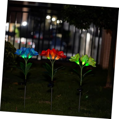 Fork Led Solar Lily Shape Garden Stake Lights Landscape Lamp for Pathway Solar Garden Decor Night Scene Lighting