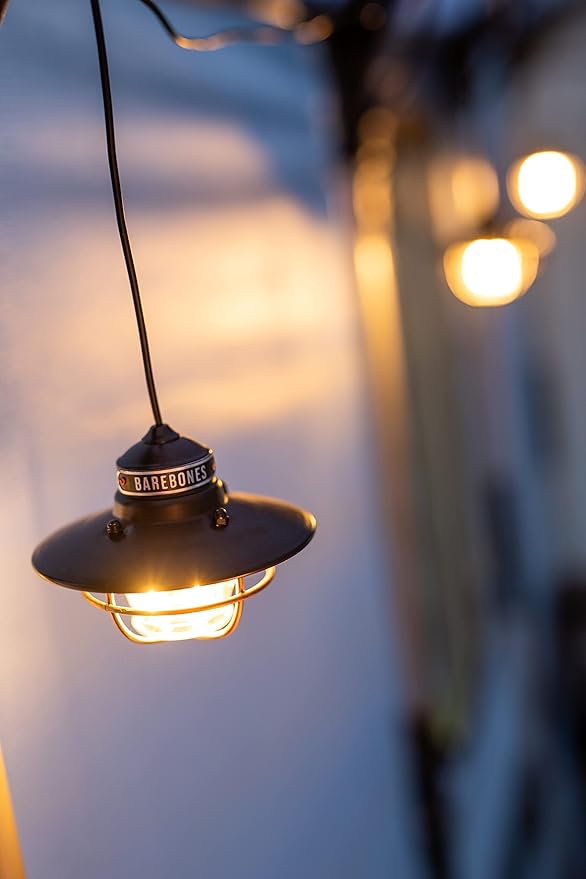 Barebones Edison Pendant Light – Antique Bronze, Vintage Rustic USB LED Hanging Light for Outdoor and Indoor Use – Adjustable Height String Lantern with Warm Edison Bulb Glow for Patio, Home, Garden