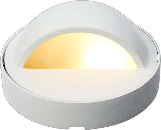 VOLT Cast Brass 12V Deck Light (White) with 3W 2700K Warm White G4 LED Bulb for Low Voltage Landscape Lighting on Outdoor Patio, Railing, Step, Fence & Dock