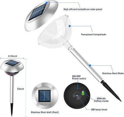 LAVAED Solar Light Outdoor Waterproof,Solar Powered Garden Lights Stainless Steel LED Outside Walkway Lamp DIY Projection Pathway Lighting for Yard Backyard Lawn Landsacpe Decorative Gifts(1Pack)