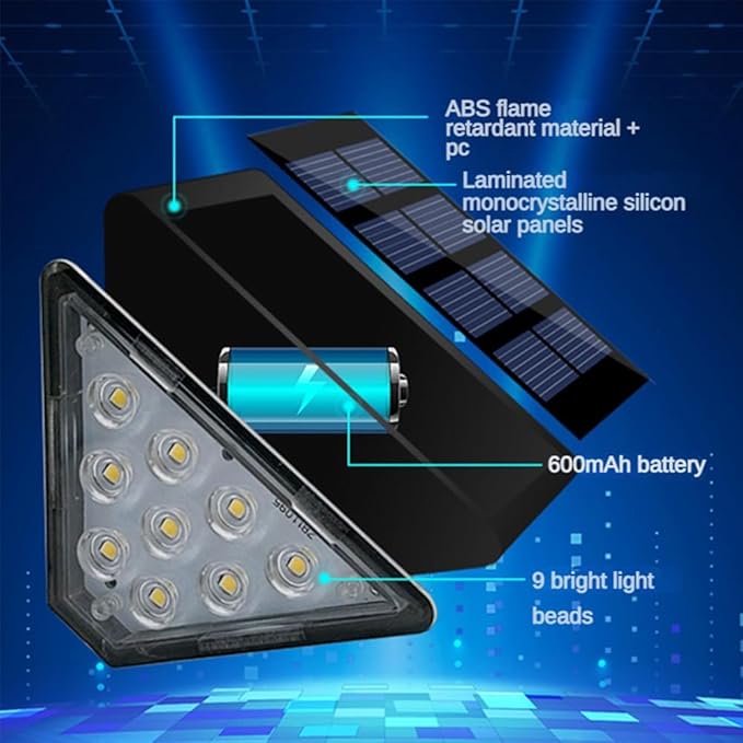 Solar Step Lights, Stair Fence Triangle Lights IP67 Outdoor Waterproof LED Deck Light for Garden Yard Patio, Porch, Front Door, Outside, Pathway, Warm White 6 Pack