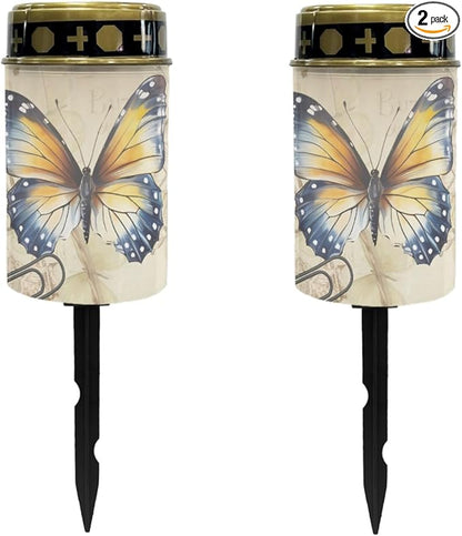 Butterfly Solar Garden Lights Outdoor Solar Walkway Lights Pathway Lights Waterproof Solar Lantern Landscape Lights,Butterfly Decorations LED Solar Lantern-Warm White,Yellow