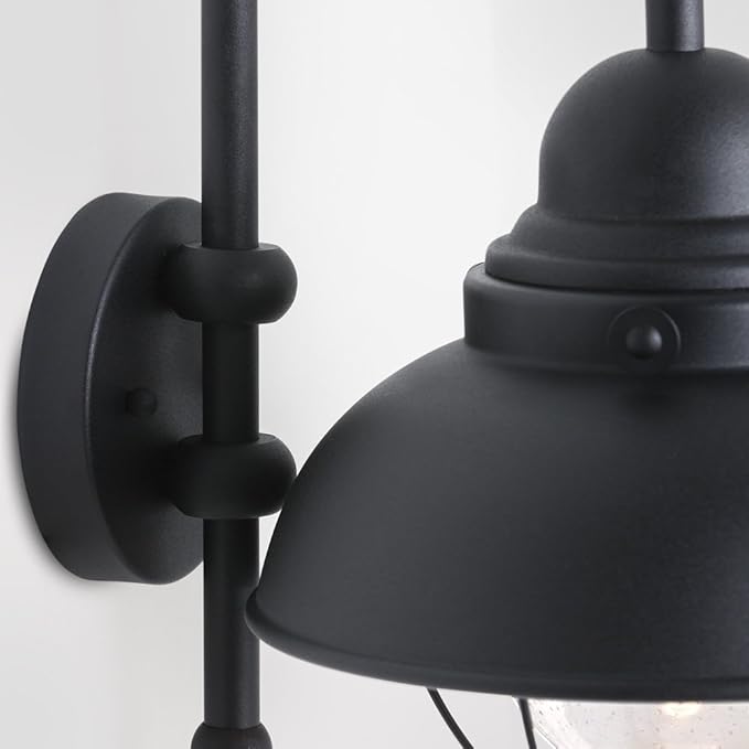 Generation Lighting 8871-12 Sebring Transitional One - Light Outdoor Wall Lantern Outside Fixture, Black Finish