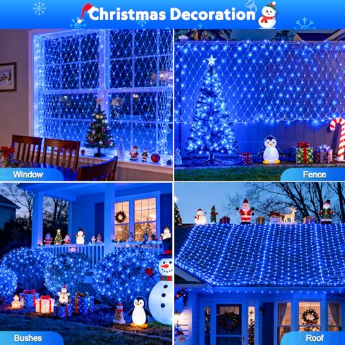 JMEXSUSS 200 LED Blue Christmas Net Lights, 9.8ft x 6.6ft