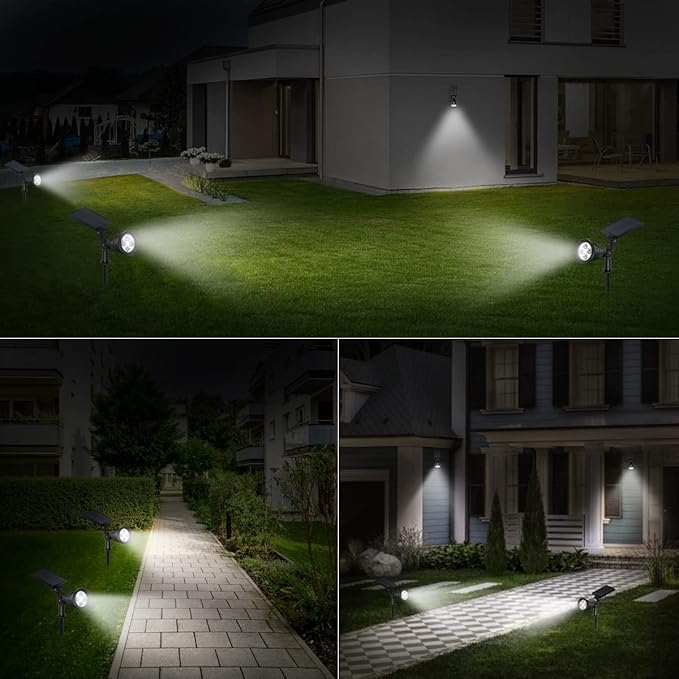 AMIR Solar Spotlights Outdoor Upgraded, Waterproof 1 Pack Security Landscape Lights 4 LED, Adjustable Solar Garden | Lumora