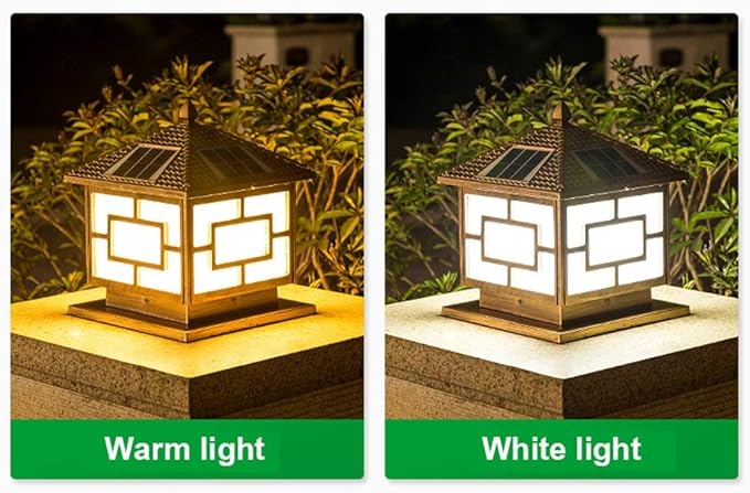Lights Outdoor IP65 Waterproof Rainproof Outdoor Solar Energy Pillar Post Light Metal Solar Column Lamp Fixture | Lumora