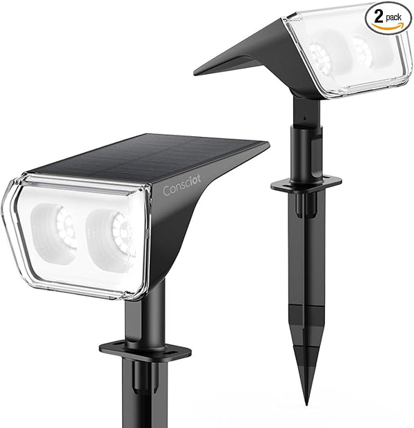 Consciot Solar Spot Lights Outdoor Waterproof, 24 LED Dusk-to-Dawn Solar Outdoor Lights, 2 in 1 Adjustable Wall | Lumora