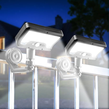 Magnetic Solar Motion Lights Outdoor, Motion Sensor Outdoor Lights with 92 LEDs, 360°Rotatable Adjustable Solar Fence Lights (600 LM,6000 K), Waterproof Security Light for Deck,Gutter,Camping (2 Pack)