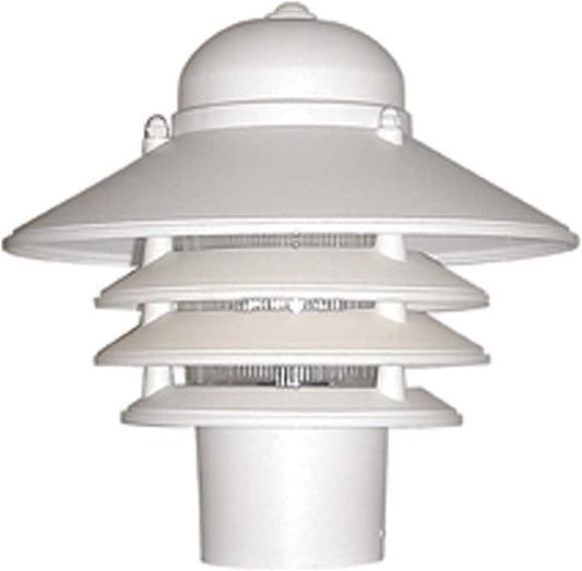 Solus Nautical Outdoor Post Top Light – Bollard Fixture for 3" Pole with LED Bulb, Black or White Finish, Non-Corrosive, Made in USA (White, Cool White (4000K), Single Pack)