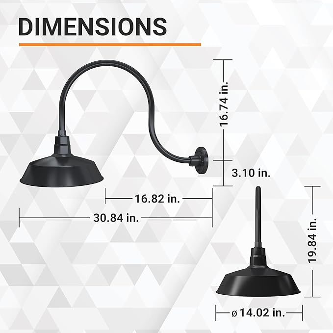 14in. Satin Black Outdoor Gooseneck Barn Light Fixture With 24in. Long Extension Arm - Wall Sconce Farmhouse | Lumora