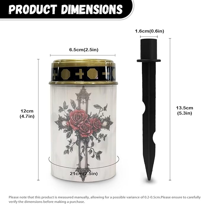 Solar Cross for Cemetery Grave Rose Grave Decorations for Cemetery Waterproof Dusk to Dawn Sensor Solar Grave Lamp for Cemetery Bereavement Gifts 2 Pack