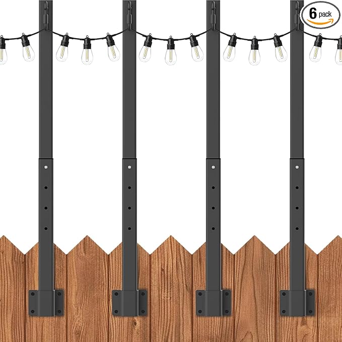 4 Pack 2.8FT String Light Poles,Light Poles for Outside String Lights,Outdoor Light Poles Metal Pole Stand for | Lumora