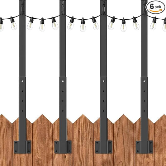 4 Pack 2.8FT String Light Poles,Light Poles for Outside String Lights,Outdoor Light Poles Metal Pole Stand for Patio,Backyard,Deck