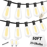 ST38 50FT LED Outdoor String Lights with 25+2 Spare Bulbs, E12 Socket, 2700K Warm White-for Backyard, Wedding | Lumora