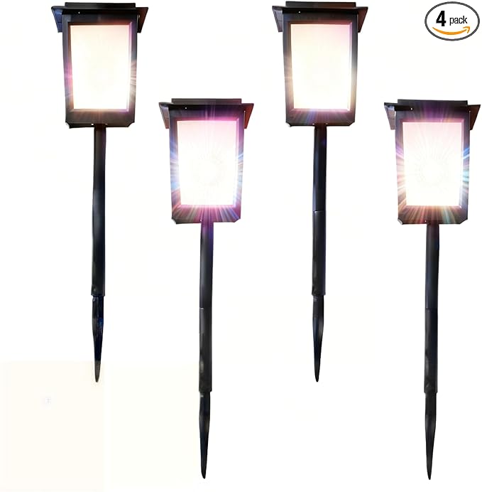 4Pack Solar Pathway Lights with Prismatic Glow