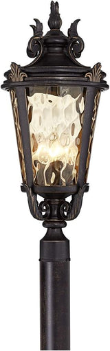 John Timberland Casa Marseille European Outdoor Post Light Fixture Bronze Scroll 28" Hammered Glass for Exterior | Lumora