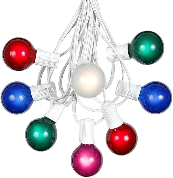 100 Foot G40 Outdoor Patio String Lights with 125 Multi Globe Bulbs Indoor/Outdoor Cafe Hanging Lights C7/E12 Base | Lumora