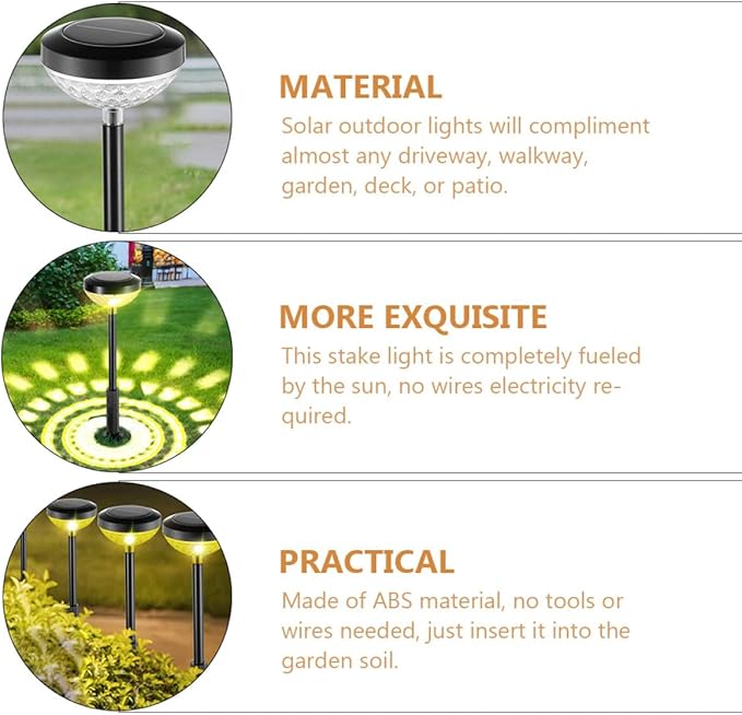 Luxshiny Solar Powered Stake Light LED Garden Lamp Outdoor Landscape Pathway Patio Yard Waterproof Decorative Solar LED Lighting