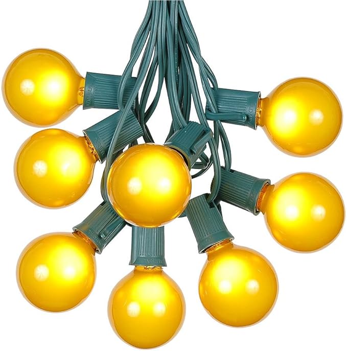 100 Foot G50 Outdoor Patio String Lights with 125 Yellow Globe Bulbs – Indoor Outdoor String Lights – Market Bistro | Lumora