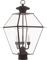 Livex Lighting Lantern 2384-07 Westover 3-Light Outdoor Post Head, Bronze, 21.50x12.00x12.00 | Lumora