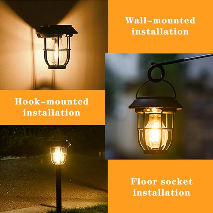 Solar Pathway Lights 4 Pack Motion Sensor, IP65 Waterproof, 120LM Warm White Tungsten Bulb for Garden Yard Lawn Decor