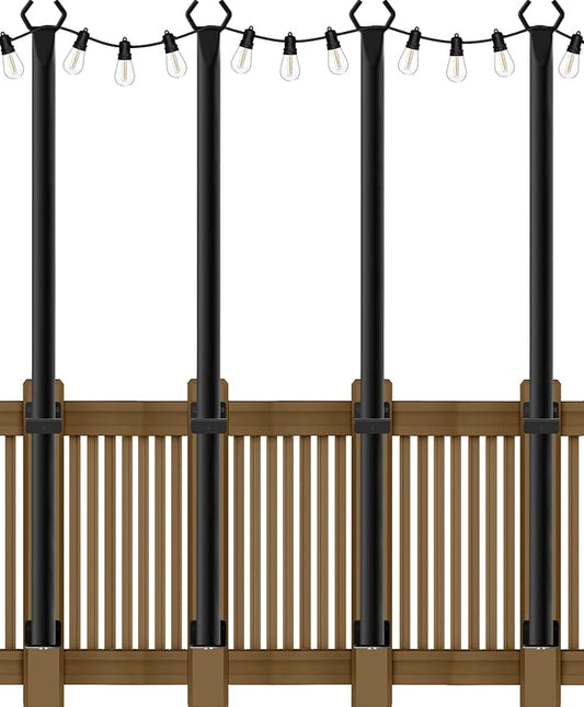AILBTON 4 Pack 5Ft String Light Poles,Light Poles for Outside String Lights,Outdoor Light Poles with Fork,Metal Pole Stand for Patio,Backyard,Deck