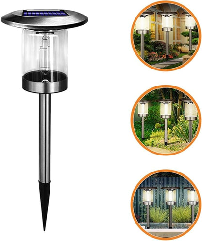 UPKOCH Solar Stainless Steel Garden Path Lights Outdoor Solar Powered Yard Lamps for Driveway Patio Landscape Lighting