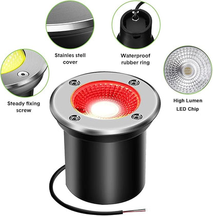 RGBW Low Voltage Landscape Light In-ground Lights with Connectors LED Well Light Waterproof IP67 3W DC12V Color Changing Outdoor In-Ground Lights Pathway Garden Deck Driveway Lamp(Multicolor)