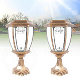 LYNICESHOP 2 Pack Large Aluminum Solar Lamps,Solar Pillar Lights Outdoor Bronze Waterproof LED Landscape Light | Lumora