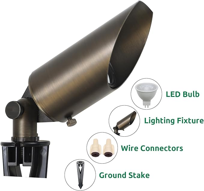 DOSHINE® Solid Brass Landscape LED Spotlights Outdoor Low Voltage Landscape Lighting AC/DC 12V Uplight Accent Light | Lumora