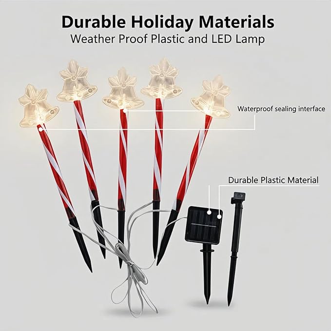 Solar Christmas Pathway Lights - 5 Designs (Star, Snowflake, Santa, Bell), Auto On/Off, Waterproof Warm White LED | Lumora