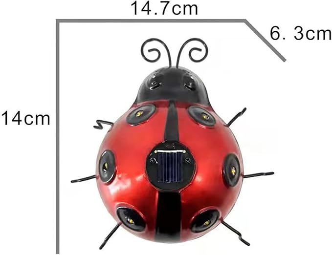 keeda Solar Ladybugs Garden Decor, Waterproof 5.5 Inch Metal Lady Bugs Cute Wall Art LED Garden Light Outside Decor | Lumora