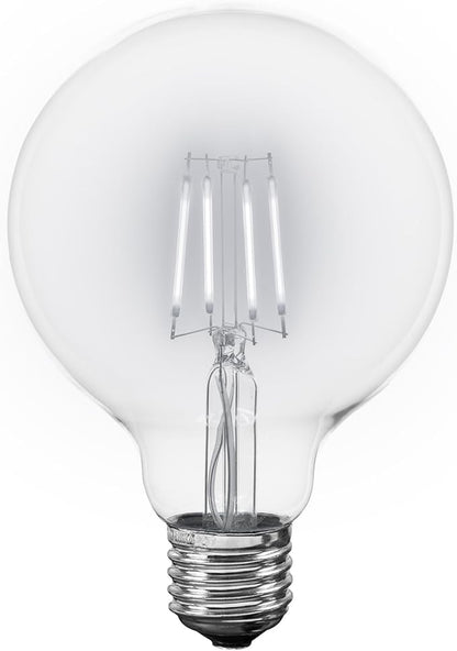 Novelty Lights 4 Pack G95 Edison Style LED Globe Light Bulb, 4 Watt (40 Watt Equivalent) 400 Lumen 5500K Pure White, Dimmable Vintage Filament Globe, E26 Base